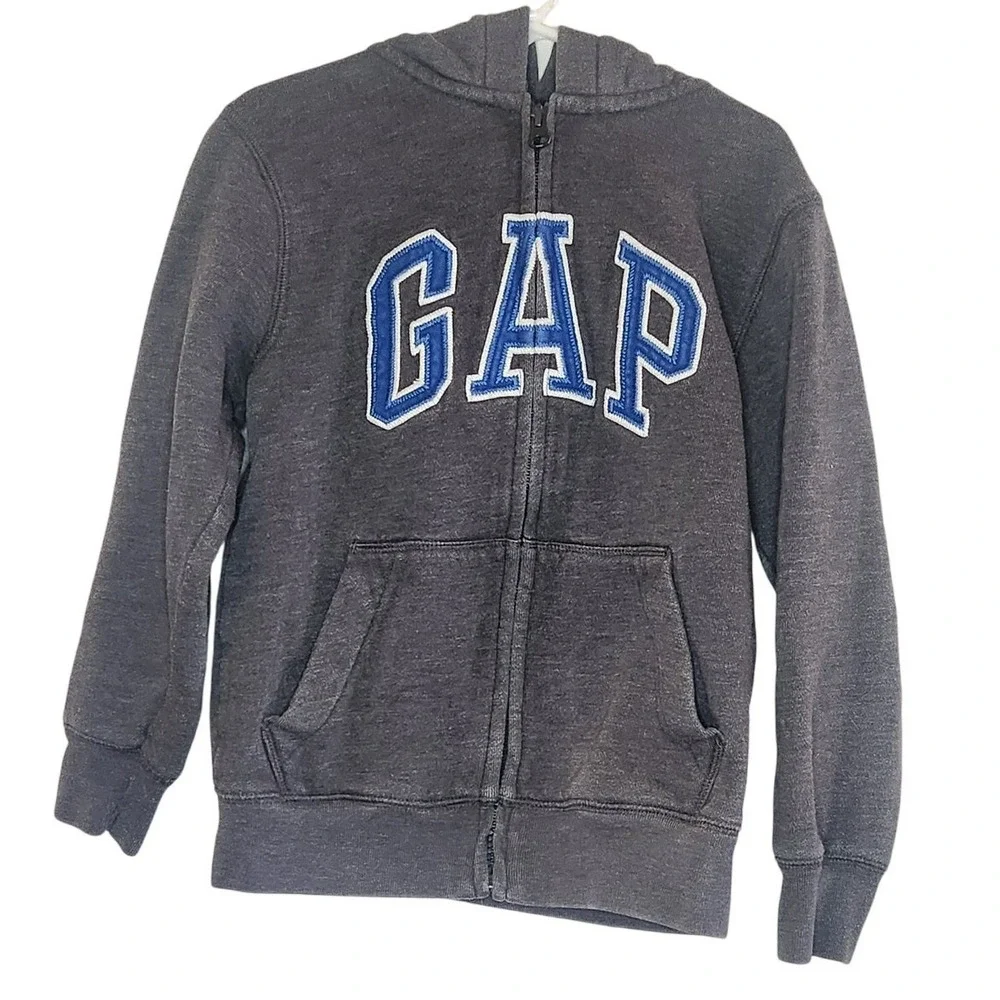 Gap Kids Logo Zip Up Hoodie Fleece Hooded‎ Sweatshirt Y2K Streetwear
